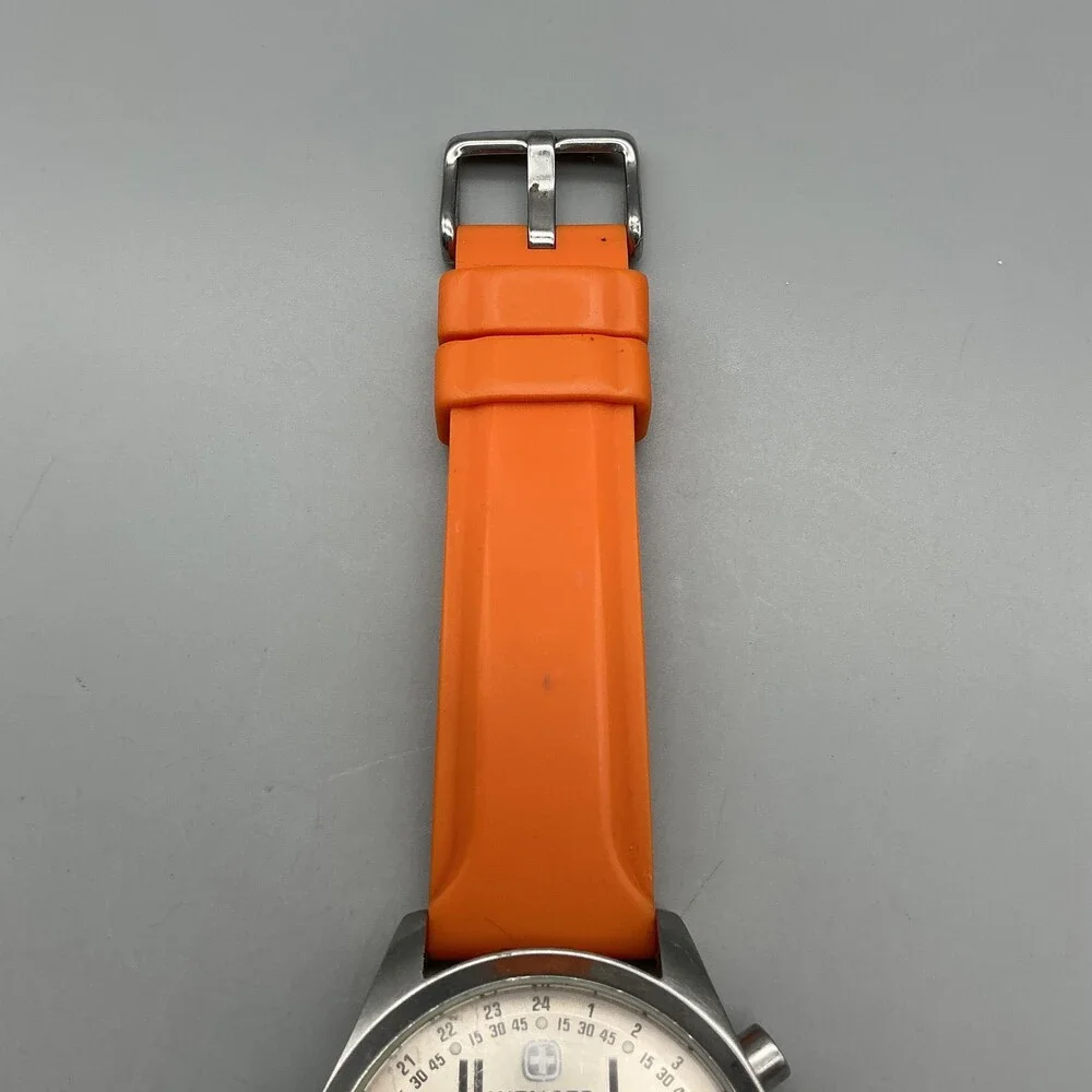 Wenger Terragraph Dual-Time Alarm Model 72750 Watch 39mm Orange Chronograph